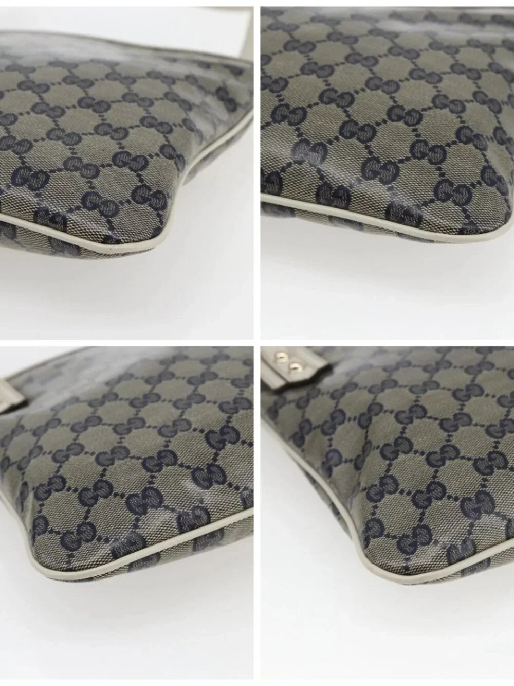 GUCCI GG Crystal Shoulder Bag Coated Canvas Navy Gold 257246 Auth 173553V - Picture 14 of 16